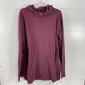 Duluth Trading Co Hoodie Mens XXL Burgundy Waffle Thermal Thumbholes Pullover